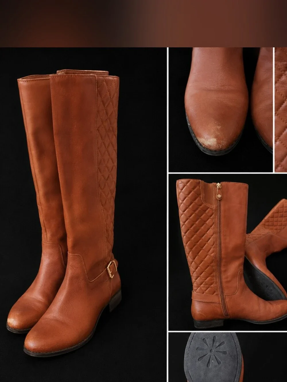 Isaac Mizrahi Live! Leather Riding Boots Wide Calf -Standard Sz10 Women